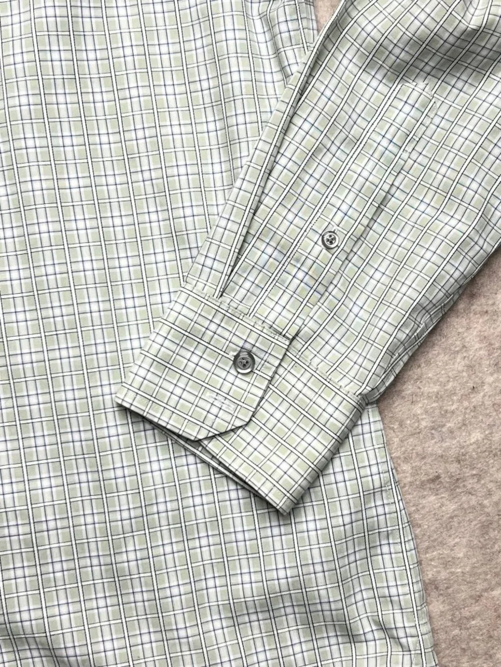 Banana Republic Non Iron Slim Fit Green Plaid Button Down Shirt Mens Large Offic